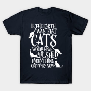 Flat Earth Cat Theory graphic funny earth day t-shirt T-Shirt